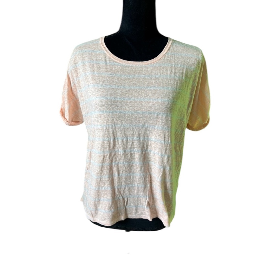 Victorias Secret Womens Neon‎ Orange Striped oversized short sleeve Top Medium